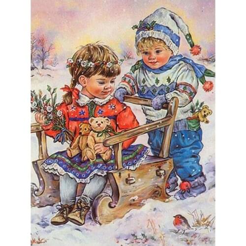 Diy Full Cartoon Diamond Painting Set Boy Girl Mosaic Embroidery Picture Crystal Rhinestone Stickers Decal Wall Art Craft Gift