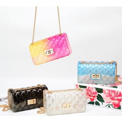 Ins transparent Mini Bag female 2021 summer new jelly chain bag gradient messenger bag