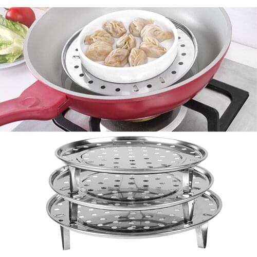 HILIFE Three Legged Cooking Tool Dumpling Tray Steaming Stand Steamer Shelf for Food Steaming Baking Roasting Round Steamer Rack