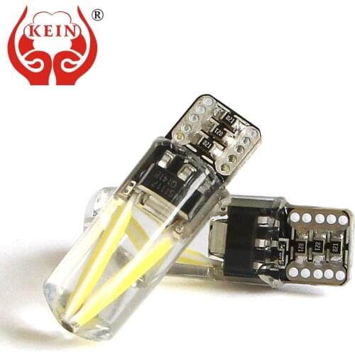 KEIN 10PCS Canbus T10 w5w LED light 194 silicone COB Auto car Filament interior Reading Lamp Side Wedge DRL fog parking bulb 12V