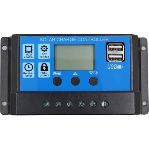 12V/24V 10A/20A/30A Auto Solar Panel Battery Charge Controller With Dual USB Output , PWM LCD Display Solar Collector Regulator