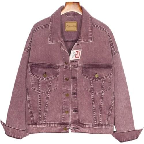 Harajuku Spring Denim Jacket Female New Big size Vintage Purple Jeans Jackets Female Casual Loose Basics Coat Women Tops