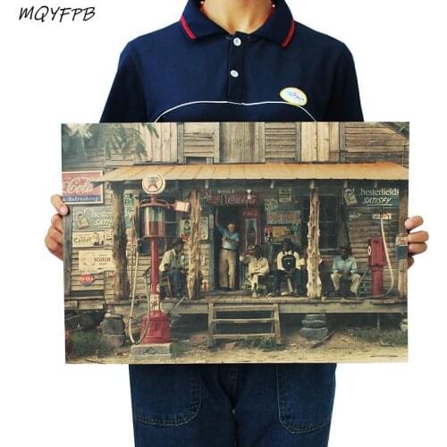 Shops On American Highways Kraft paper Reminiscent Poster Home Decoration Painting Wall Sticker 50.5x35cm