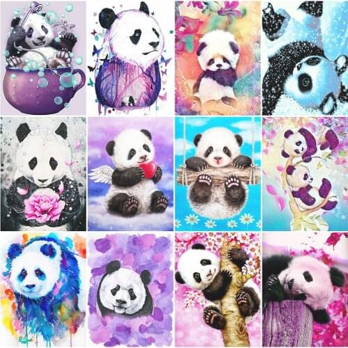 MomoArt Diamond Embroidery Panda Cartoon Cross Stitch 5D Diamond Painting Animal Rhinestones Mosaic Full Drill Square Handicraft