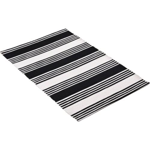 Cotton Linen Area Rug Washable Striped Rug Runner for Hallway Entry Bedside Living Room