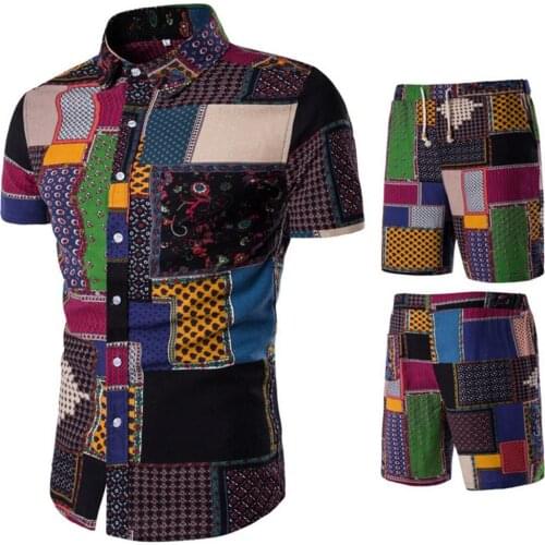 Summer Mens Fashion 2021 2 Piece Set Shirts And Shorts Set For Mens Hawaii Beachwear Floral Printed Mens Short Sleeve Clubwear