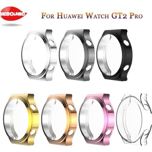 TPU Soft Full Screen Glass Protector Case Shell Edge Frame For Huawei Watch GT 2 Pro Strap Band GT2 pro Protective Bumper Cover