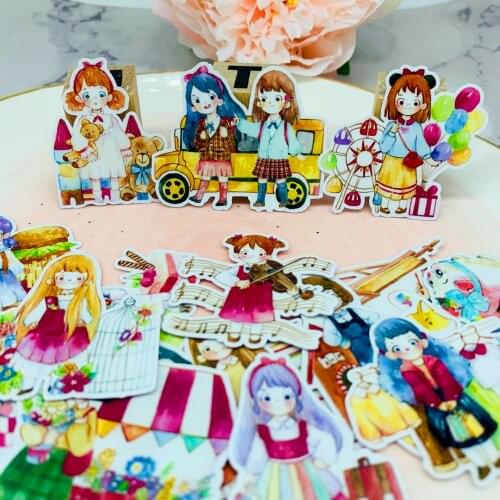 20pcs Cute girl stickers crafts and scrapbook paper childrens toys book decoration stickers DIY