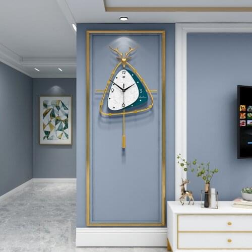 Nordic Light luxury clock wall clock living room household fashion deer head triangle wall clock special wall clock