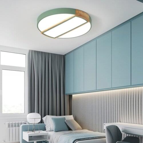 Nordic Lamps LED Ceiling Lamp Living Room Bedroom Round/Square Ultra-thin Macaron Log Modern Minimalist Childrens Room Lamp