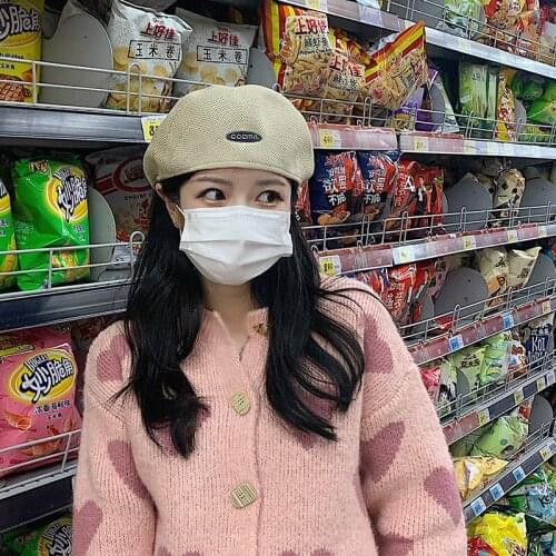 2021 new Women Caps Beret Girl Beret French Artist Hand Knitted Beanie Hat Cap Vintage Plain Elegant Women Navy Caps