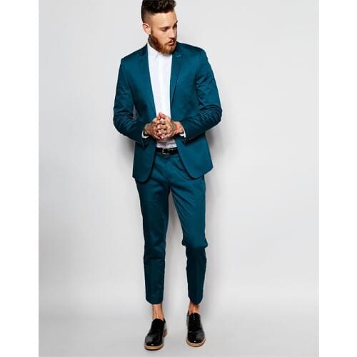 New Style Groomsmen Peak Lapel Groom Tuxedos Green/Teal/Yellow/Purple Men Suits Wedding Best Man (Jacket+Pants+Hanky) B889
