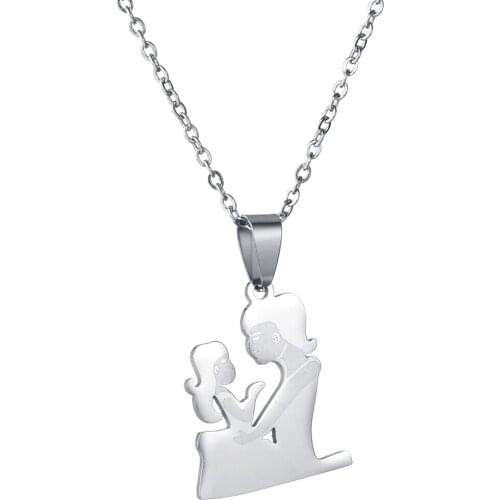 Mom Love Daughter Necklaces Stainless Steel Pendants Girls Mothers Day Gifts Necklace For Children Kids Family Jewelry