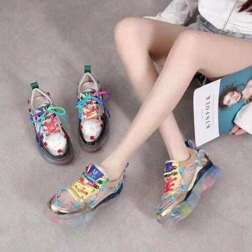 Dad Shoes Womens 2021 Summer New Breathable Mesh Colorful Thick Bottom Korean Style Versatile Student Casual Shoes Women