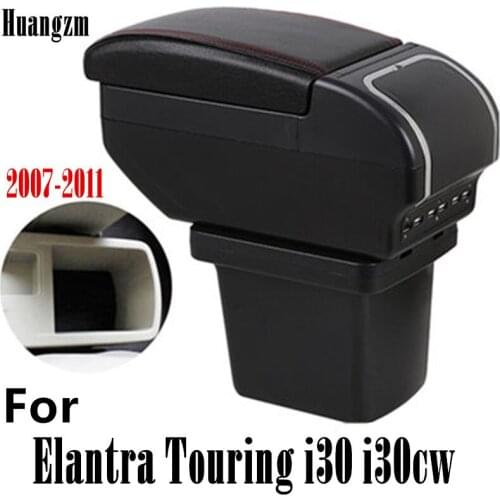 Armrest For Hyundai Elantra Touring i30 i30cw 2007-2011 Dual layer Leather Central Store Content box with cup holder ashtray USB