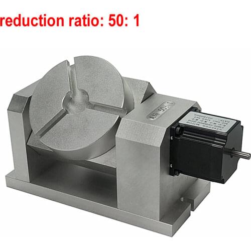 CNC 4 5th Rotary axis gearbox dividing head harmonic 50:1 57 stepper motor Chuck 100mm 5th axis tailstock 50:1 harmonic reducer