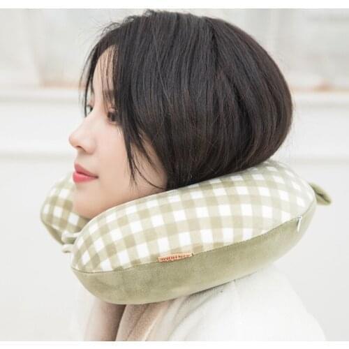 Neck pillows Round head memory foam lunch break flight travel pillow protection cervical spine knitted velvet U-shaped pillow