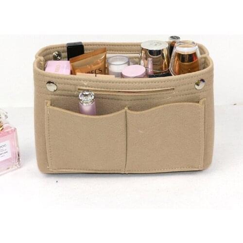 Makeup Bag Felt Fabric Insert Bag Women Cosmetic Bag Multi-function Handbag Multi Pockets Organizer Travel Pouch Accessories