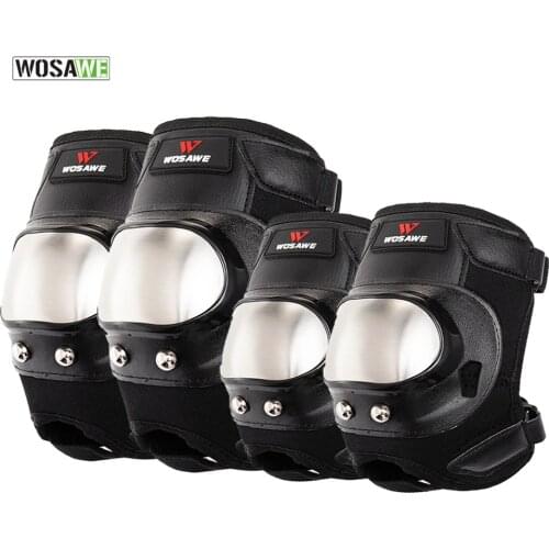 WOSAWE Stainless Steel Elbow Knee Pads Adult Knee Protector Sport Safety for Skiing Motorcycle racing MTB Cycling Skateboarding