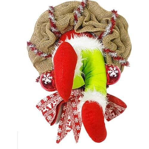 Xmas Thief Decor Christmas Garland Ornaments Burlap Wreath Party Creative Hanging 30X40CM For Window Family Creative Decoration