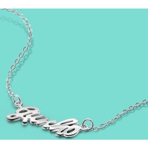 Fashion Womens Silver Jewelry 925 Sterling Silver Initial Letter Pendant Necklace Natural Silver Clavicle Chain Minimalist Gift