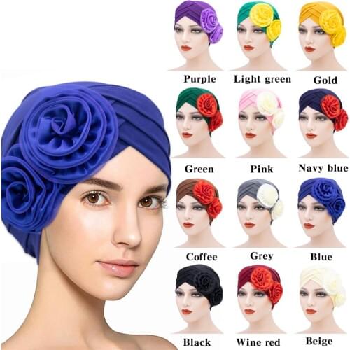 2020 fashion forehead cross Muslim wrap flower turban hijab luxury stuff hair accessories for women Wholesale custom