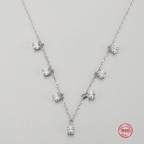 2020 New Fashion Charm Pure 925 Silver Original 1:1 Copy, Fresh White Chic Adjustable Wild Necklace Female Luxury Jewelry Gifts