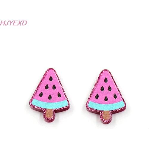 10pcs /lot) Acrylic Watermelon Jewelry Accessories Laser Cut Fruit Pink Glitter Acrylic Party DIY