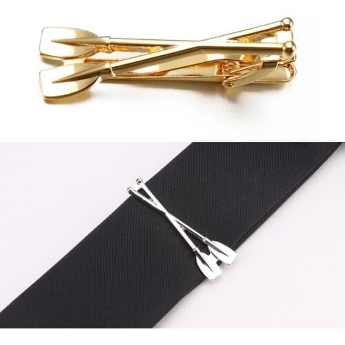 10Pcs/lot Gold/Silver Oar Paddles Tie Clips Quant Oar Tie Bar Clip Tie Pins Father Husband Mens Jewelry Gift Wholesale