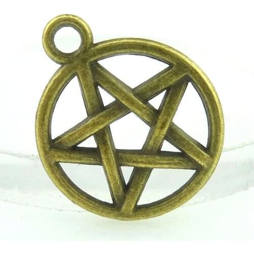 15pcs 20*16.5mm Antique Bronze Round Star Charm Pendant for DIY Necklace Jewelry Making Handmade Craft 15815