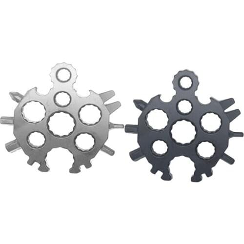 2PCS 20 in 1 Snowflake Stainless Steel Multitool Wrench Screwdriver Keychain Bycycle Spoke Spanner Card EDC Tool Set
