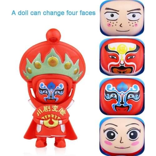 3Pcs Chinese Cartoon Sichuan Opera Model Change Doll Face Cultural Artistic Toy Ornament Opera Performance Item