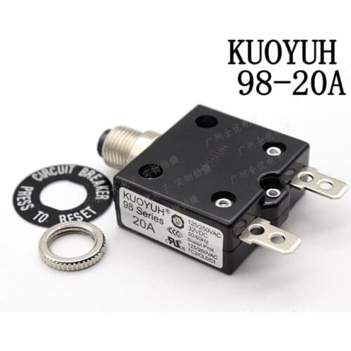 3Pcs Taiwan KUOYUH 98 Series-20A Overcurrent Protector Overload Switch