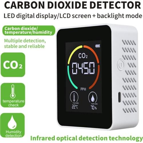 3 in 1 CO2 Meter Digital Temperature Humidity Sensor Tester Air Quality Monitor Carbon Detector LCD Color Backlit Air Monitor