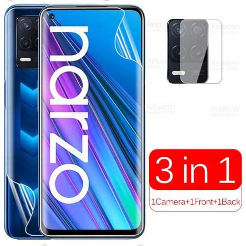 3in1 Camera Back Front Hydrogel Film For Oppo Realme Narzo 30 5G Realmi Narzo30 6.5" Soft Protective Screen Protector Not Glass