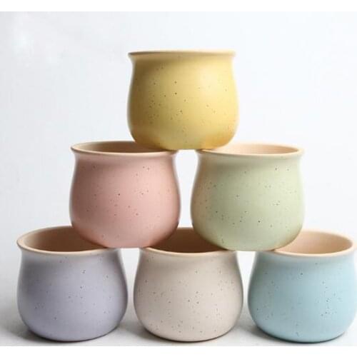 6 Colors Simple Pure Color Ceramic Planter Fleshy Plant Pot Flower Plant Vase Micro Landscape Home Garden Decoration