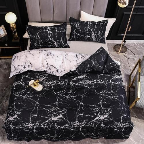 Black and White Color Bed Linens Marble Reactive Printed Duvet Cover Set for Home housse de couette Bedding Set Queen Bedclothes