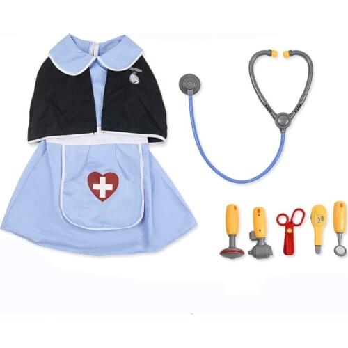 Children girls Doctor kid nurse Cosplay profession Costumes Halloween Birthday Gift Hospital Lab Medical Uniform Nurse Gown