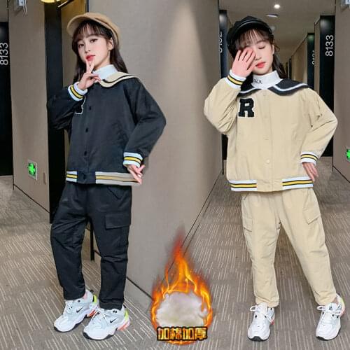 Childrens Autumn Winter Velour Tracksuit Clothing Girls Sport Suit Kids Long-Sleeve Trousers Teen Warm Leisure Suit 10 12 Years