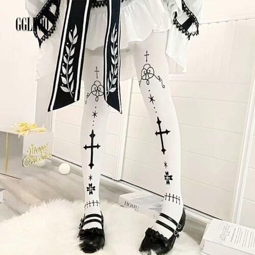 GGLNOJapanese Harajuku Girls Cute Lolita Print Socks Lolita Kawaii Sweet Love Heart Knee Long High Tube Bottoming Rompers Socks