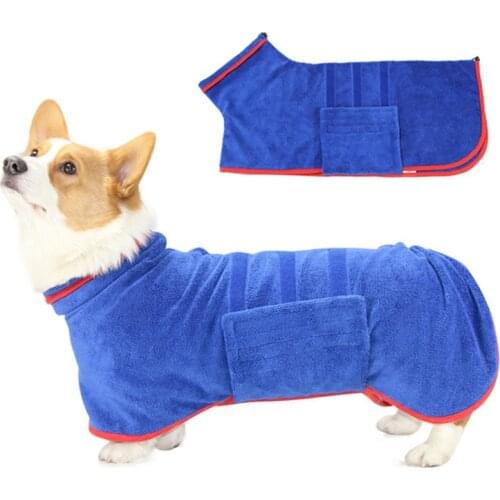 Dog Bathrobe 356g Microfiber Dog Drying Coat Super Absorbent Luxurious Soft Pet Bath Towel Adjustable Warm Dog Bathing Supplies