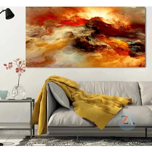 Colorful Art Canvas Poster Large Size Abstract Oil Painting Blue Cloud Mural Living Room Picture Modern Landscape
