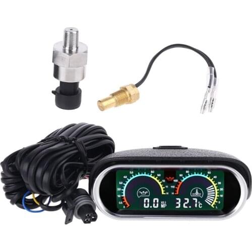 12V/24V Truck Car Oil Pressure Gauge Water Temperature Meter 10mm 1/8NPT Sensor Oil Pressure Indicator