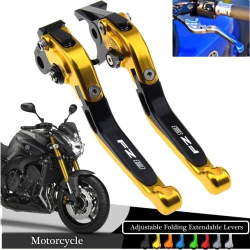 Laser Logo FZ8 Gold+Titanium New CNC Folding Extendable Motorcycle Brake Clutch Levers for Yamaha FZ8 2011 2012 2013 2014 2015