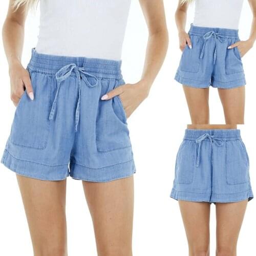 Summer Jeans Loosen Casual Pocket Shorts Jeans Feminino Solid Color Bandage Y2k Denim Shorts Jean Femme брюки женские
