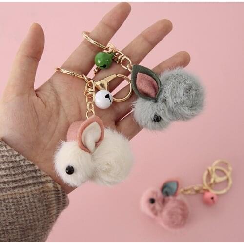 Cute Cartoon Keychain Rabbit Teddy Car Pendant Wool Felt Jewelry Key Chain Rabbit Small Pendant Creative Gift