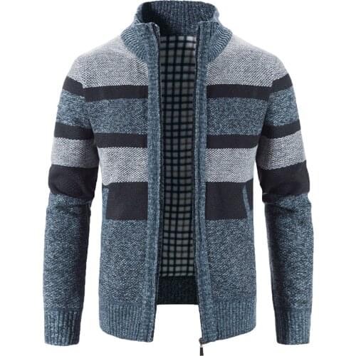 Mens Sweaters Jacket Autumn Winter Warm Knitted Patchwork Sweater Jackets 2021 New Casual Zipper Cardigan Coats Male Clothing
