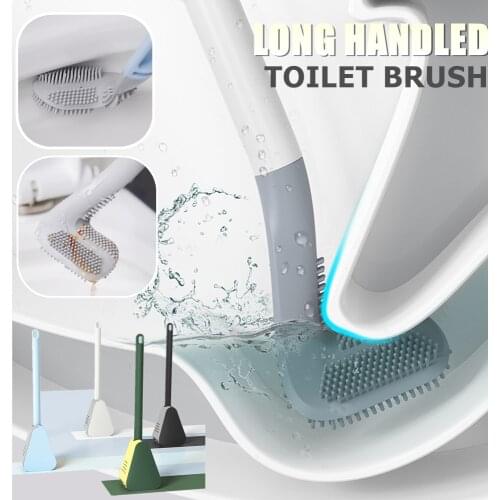 Golf Toilet Brush Set Long Handle Toilet Bowl Cleaning Brush Bathroom Silicone Toilet Cleaner with Bendable Brush Deep Cleaning