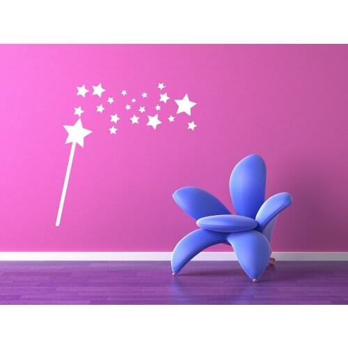 Magic Wand Stars Wall Stickers For Kids Nursery Rooms Vinyl Princess Wall Decal Girls Home Removable Wand Fairy Stick Art SYY628