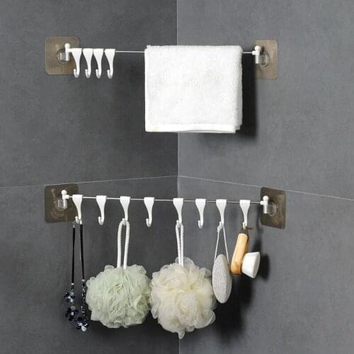 Bathroom Wall Hanger Rack Storage Shelf Angle Shelf Easy Install Kitchen Accessories Hanger Utensil Rack